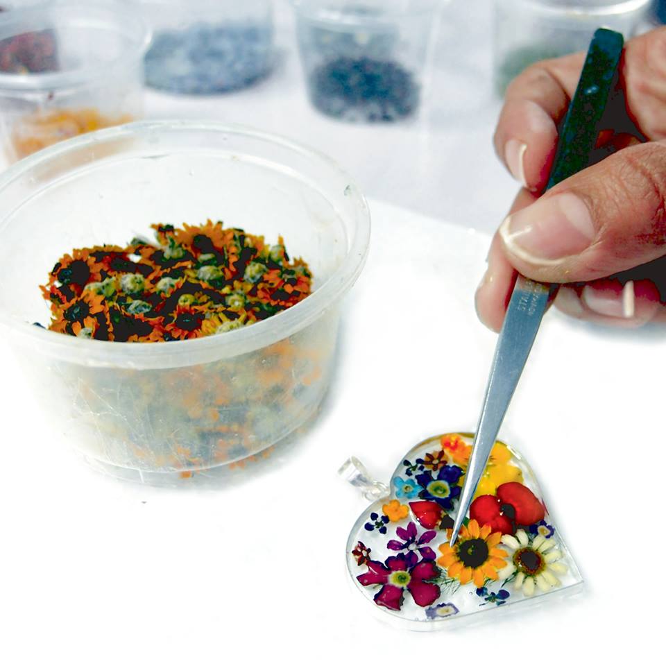 Sterling Silver Circle Drop Earrings with Real Poppy Flowers – Handmade Jewellery