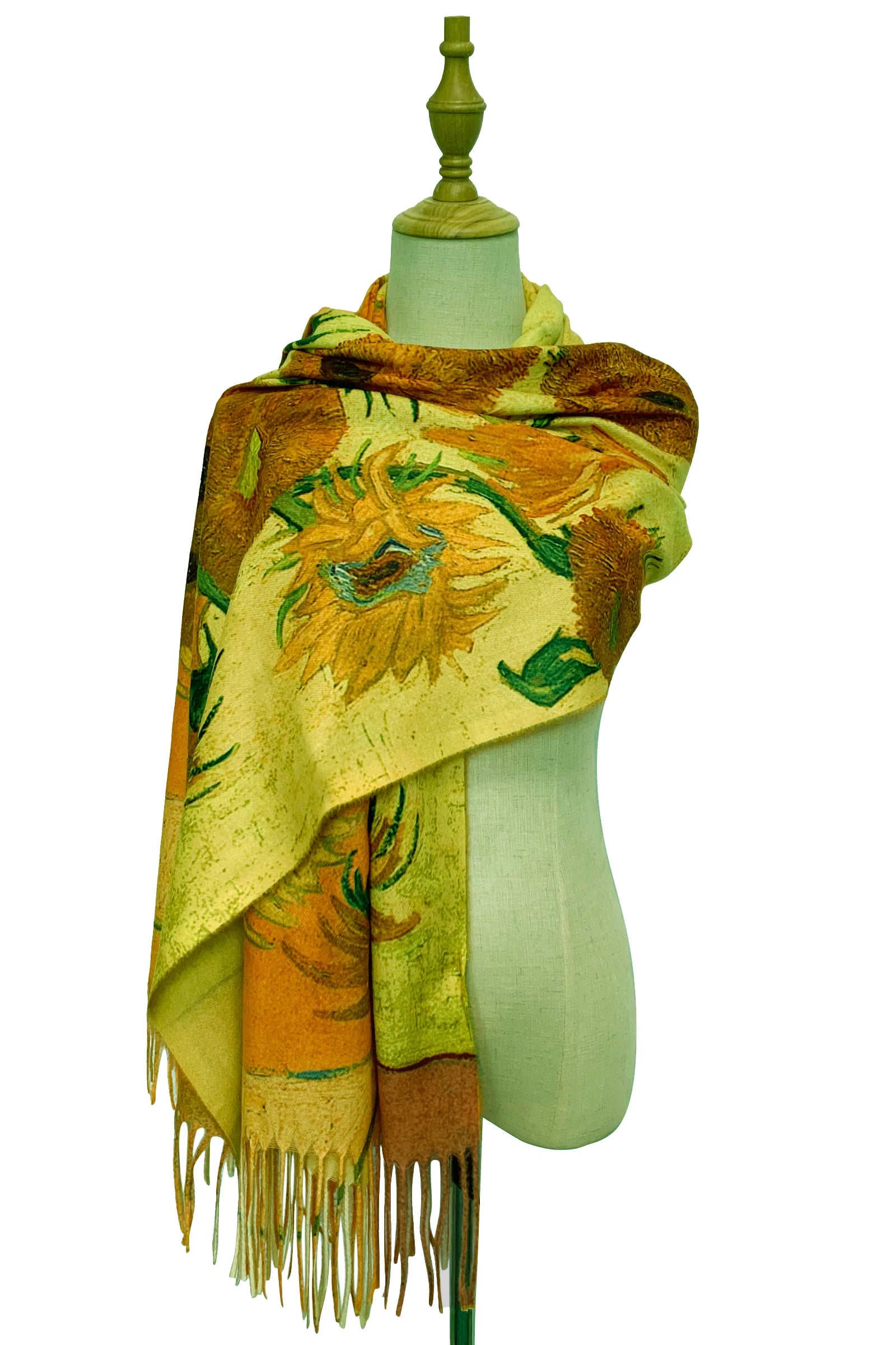 Van Gogh's Sunflowers-Mustard – Printed Artist Scarf