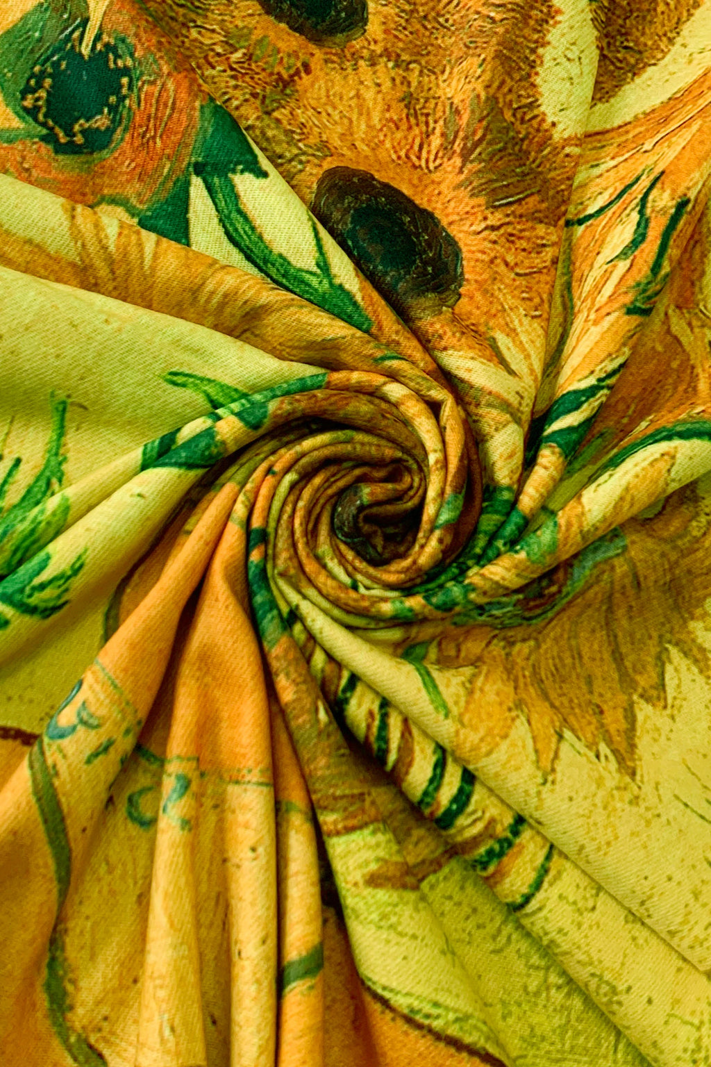 Van Gogh's Sunflowers-Mustard – Printed Artist Scarf