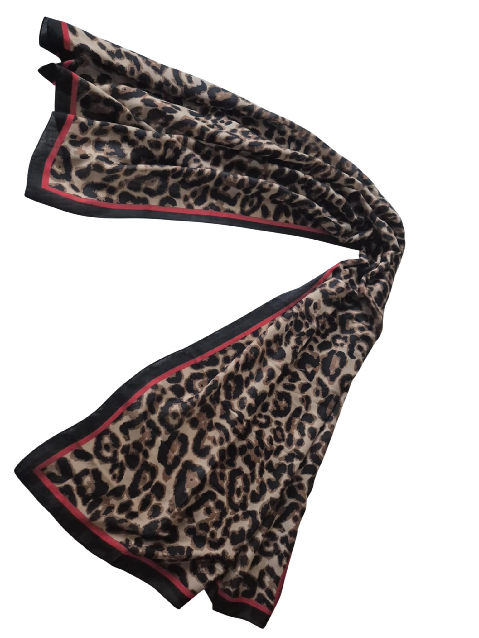 Luxe Leopard Print Scarf – Brown-Red