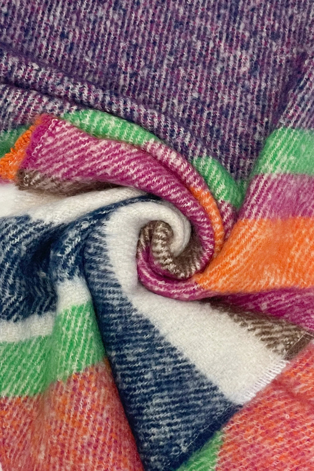 Multi Stripe Blanket Tassel Scarf - Purple