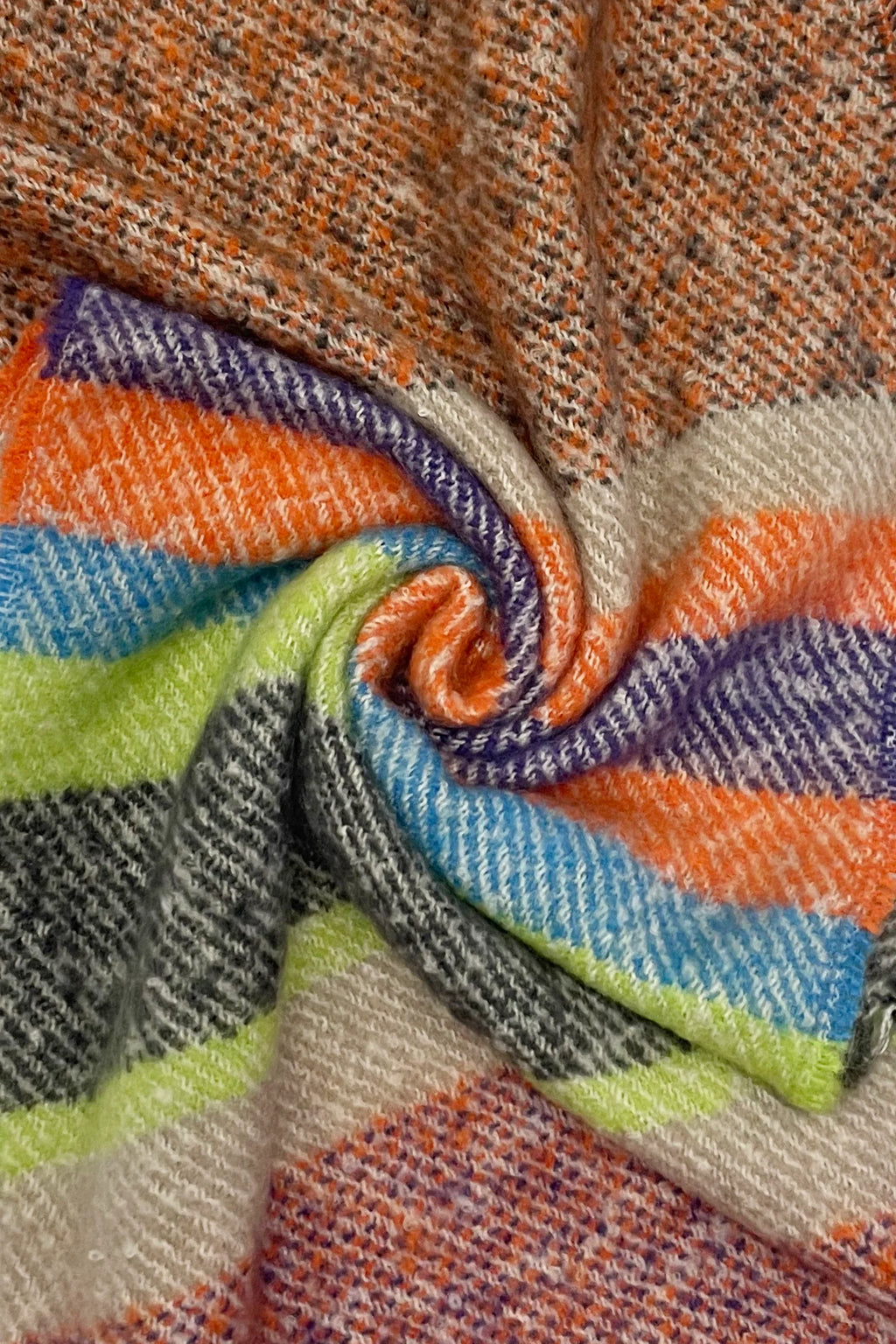 Multi Stripe Blanket Tassel Scarf - Purple