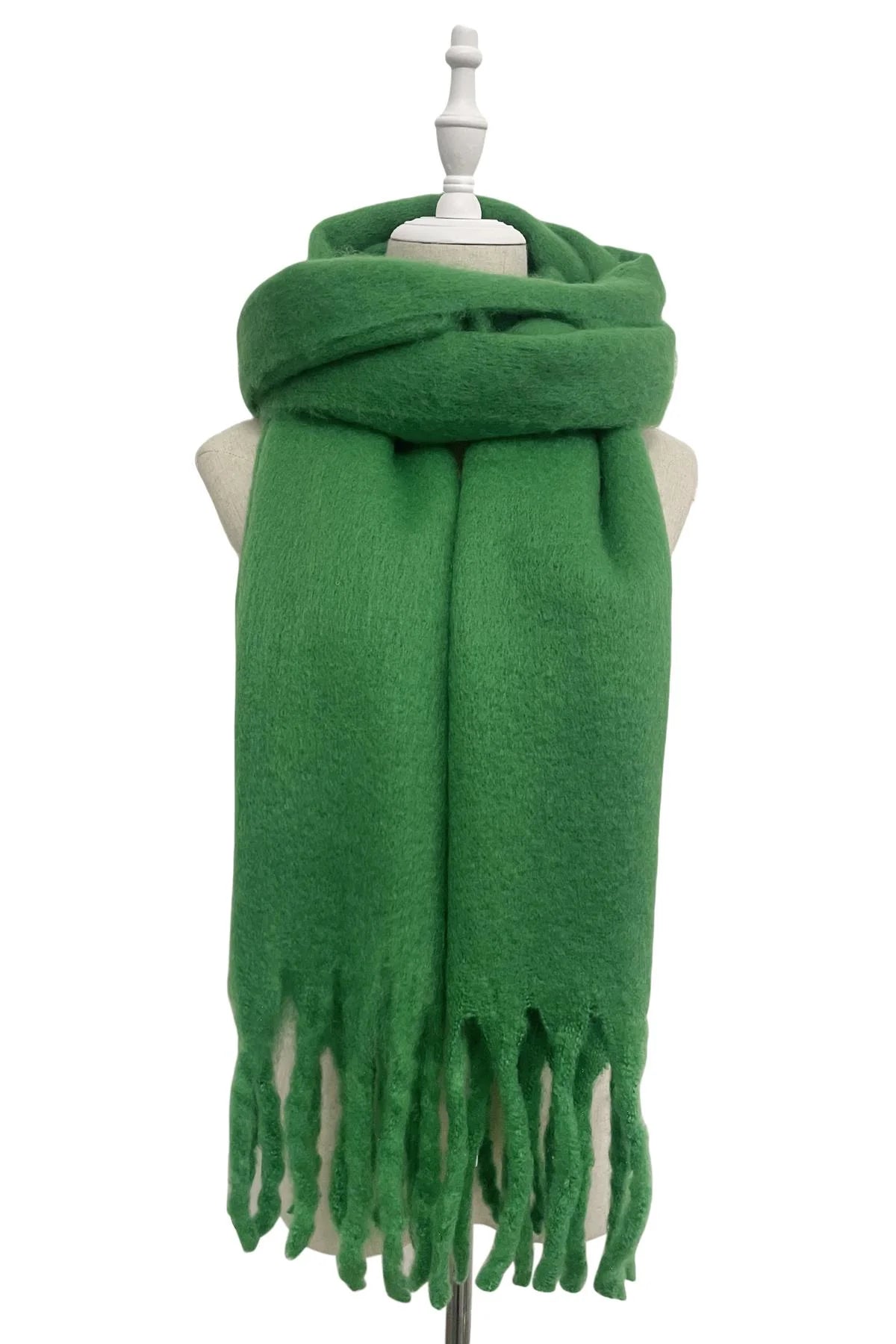 Cosy Plain Blanket Tassel Scarf-Royal Blue