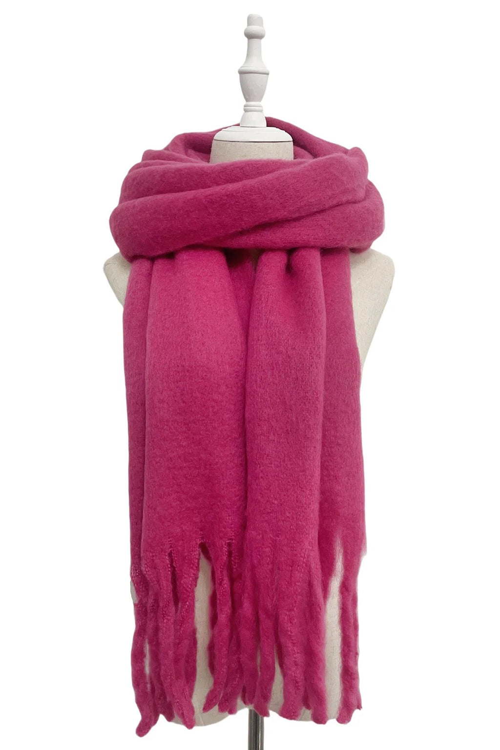 Cosy Plain Blanket Tassel Scarf- Dusty Pink