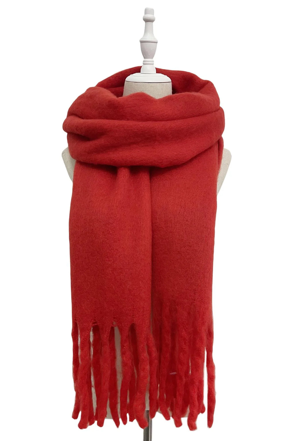 Cosy Plain Blanket Tassel Scarf- Dusty Pink
