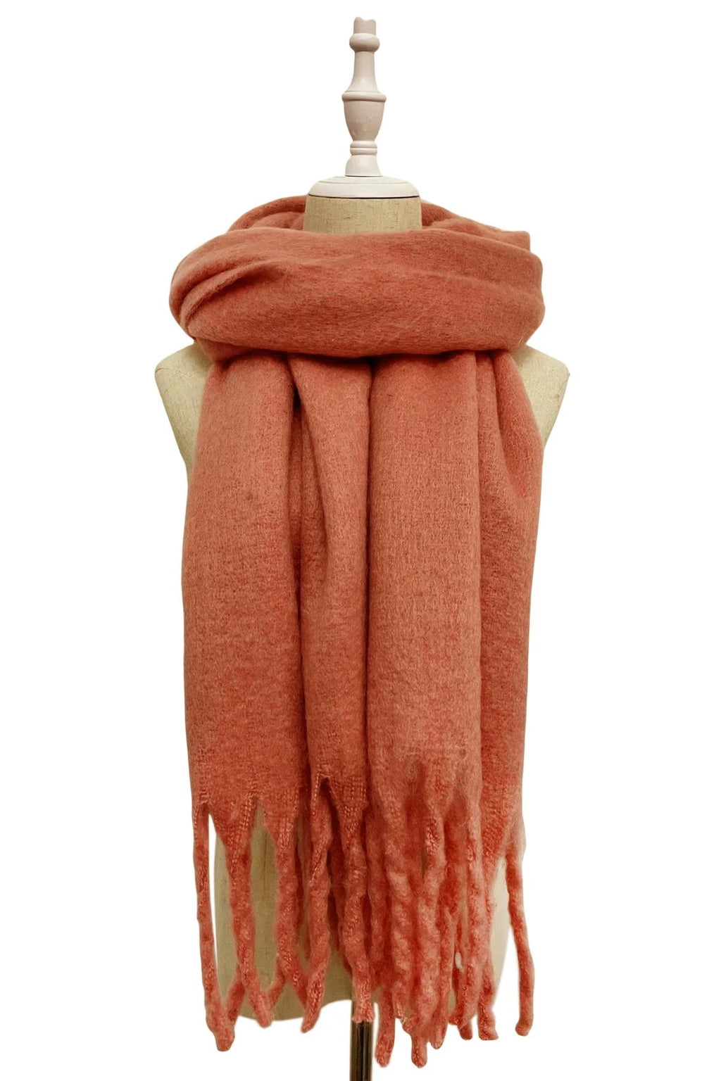 Cosy Plain Blanket Tassel Scarf- Dusty Pink