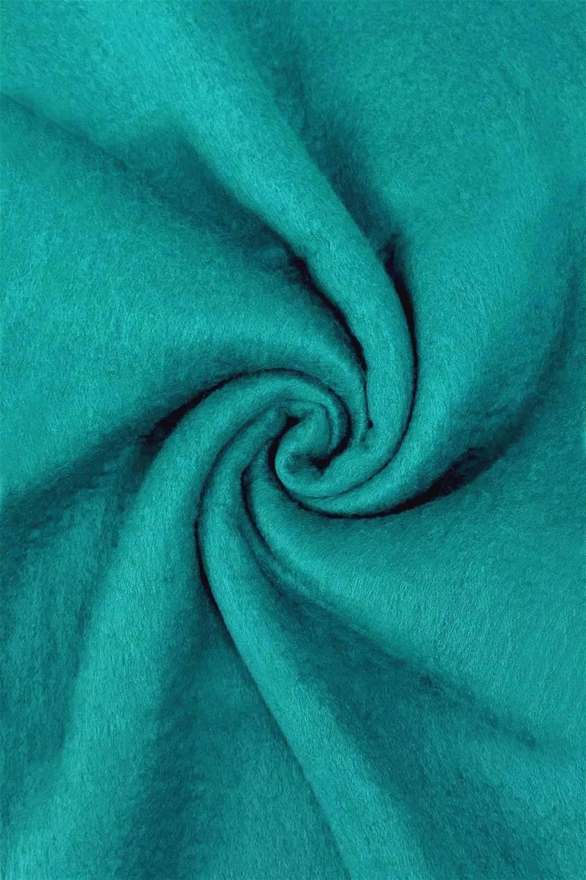 Cosy Plain Blanket Tassel Scarf- Teal