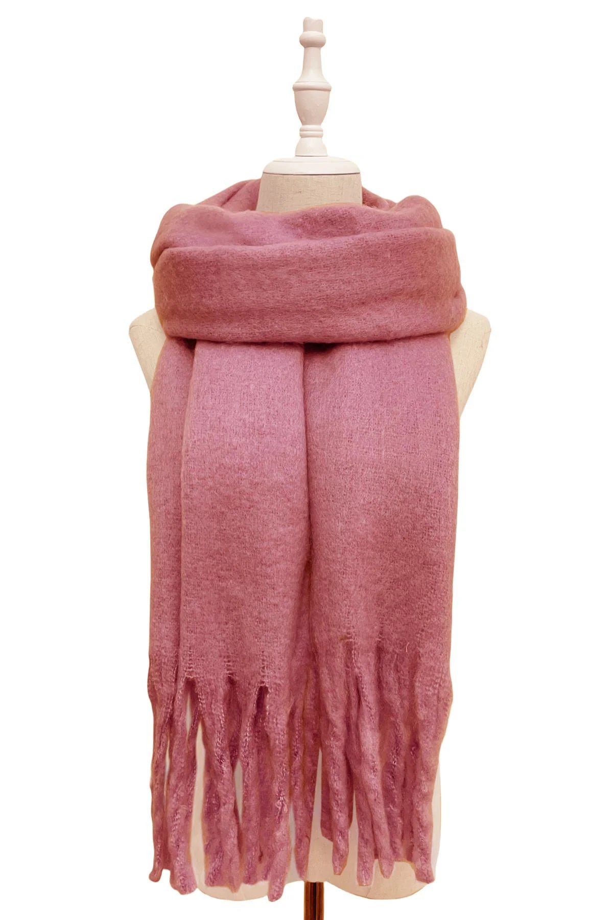 Cosy Plain Blanket Tassel Scarf- Teal