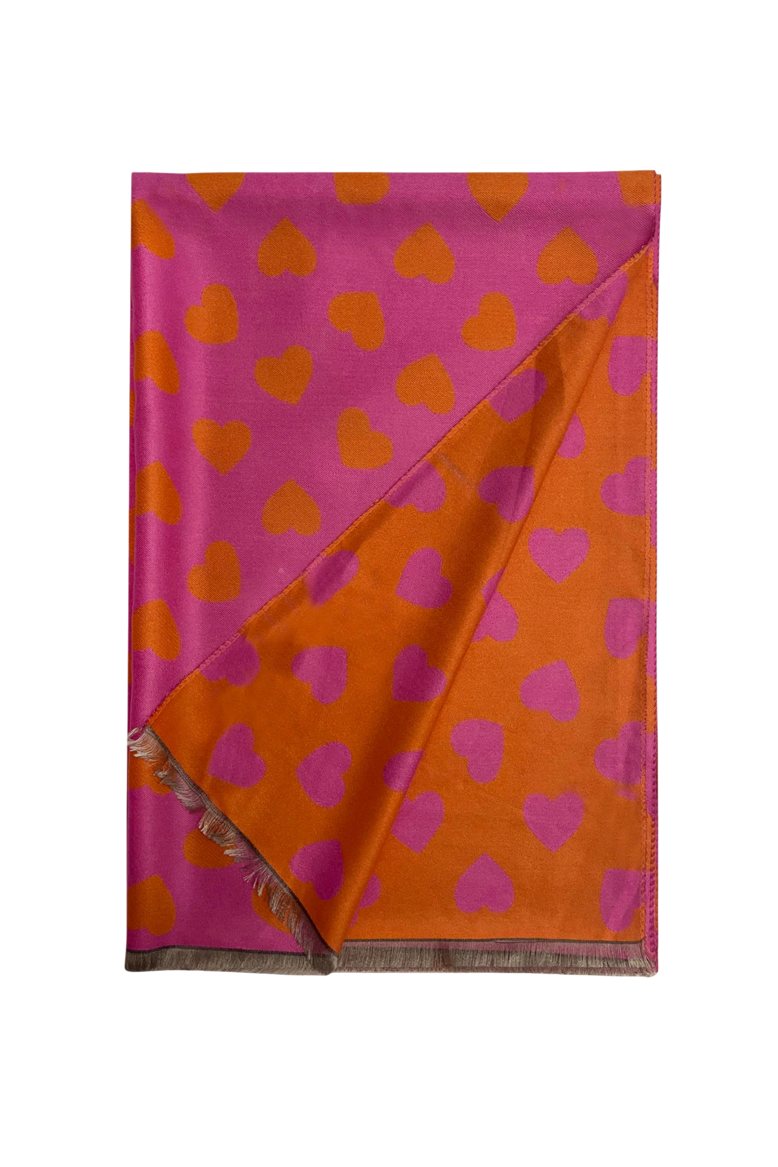 Colorful Love Heart Reversible Scarf – Orange/Pink