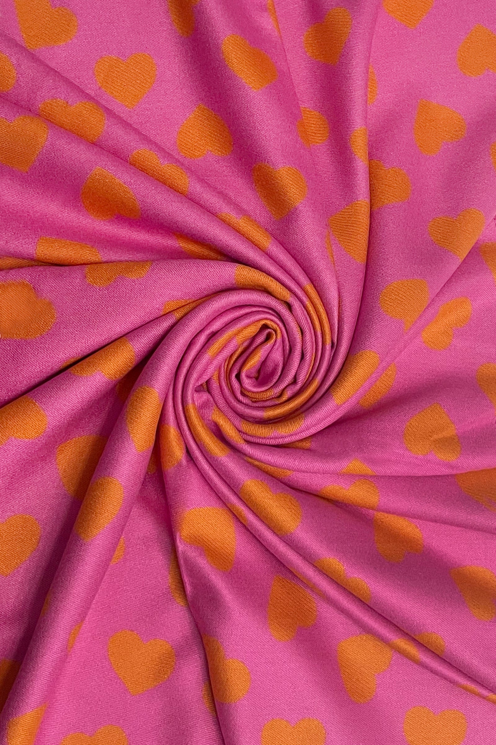 Colorful Love Heart Reversible Scarf – Orange/Pink