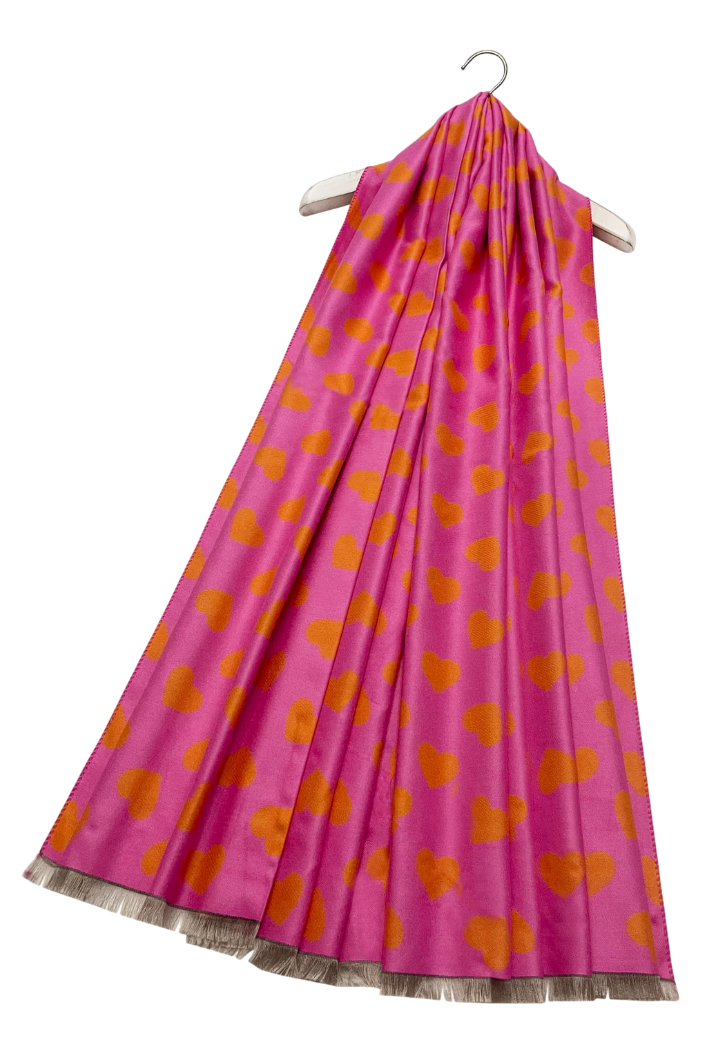 Colorful Love Heart Reversible Scarf – Orange/Pink