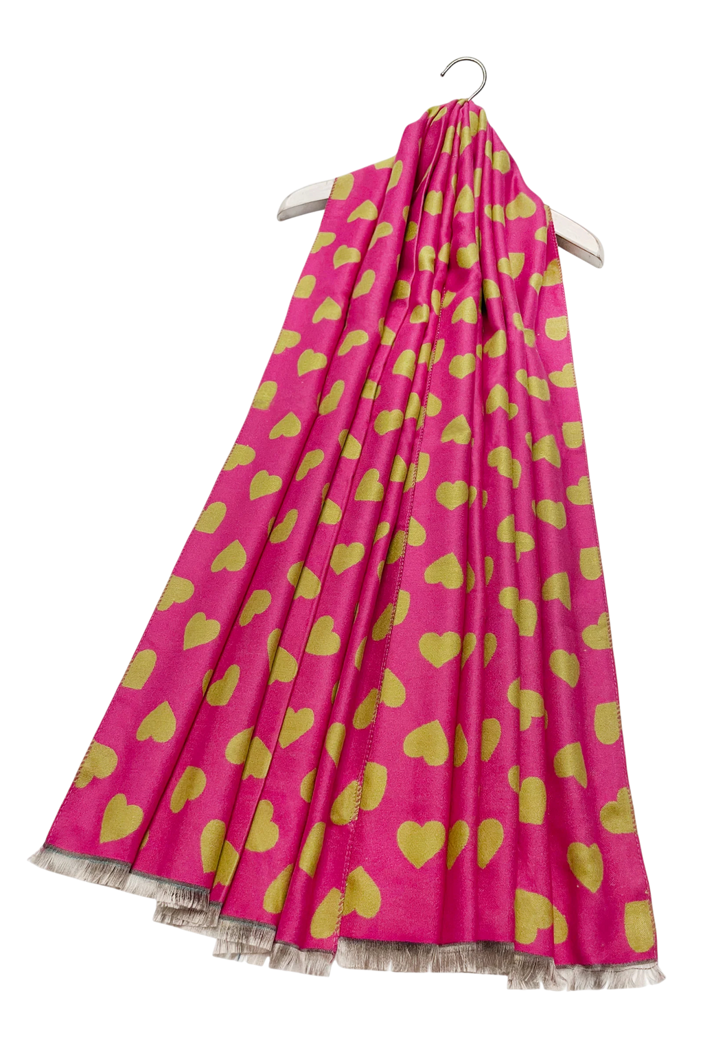 Colorful Love Heart Reversible Scarf – Olive & Fuchsia