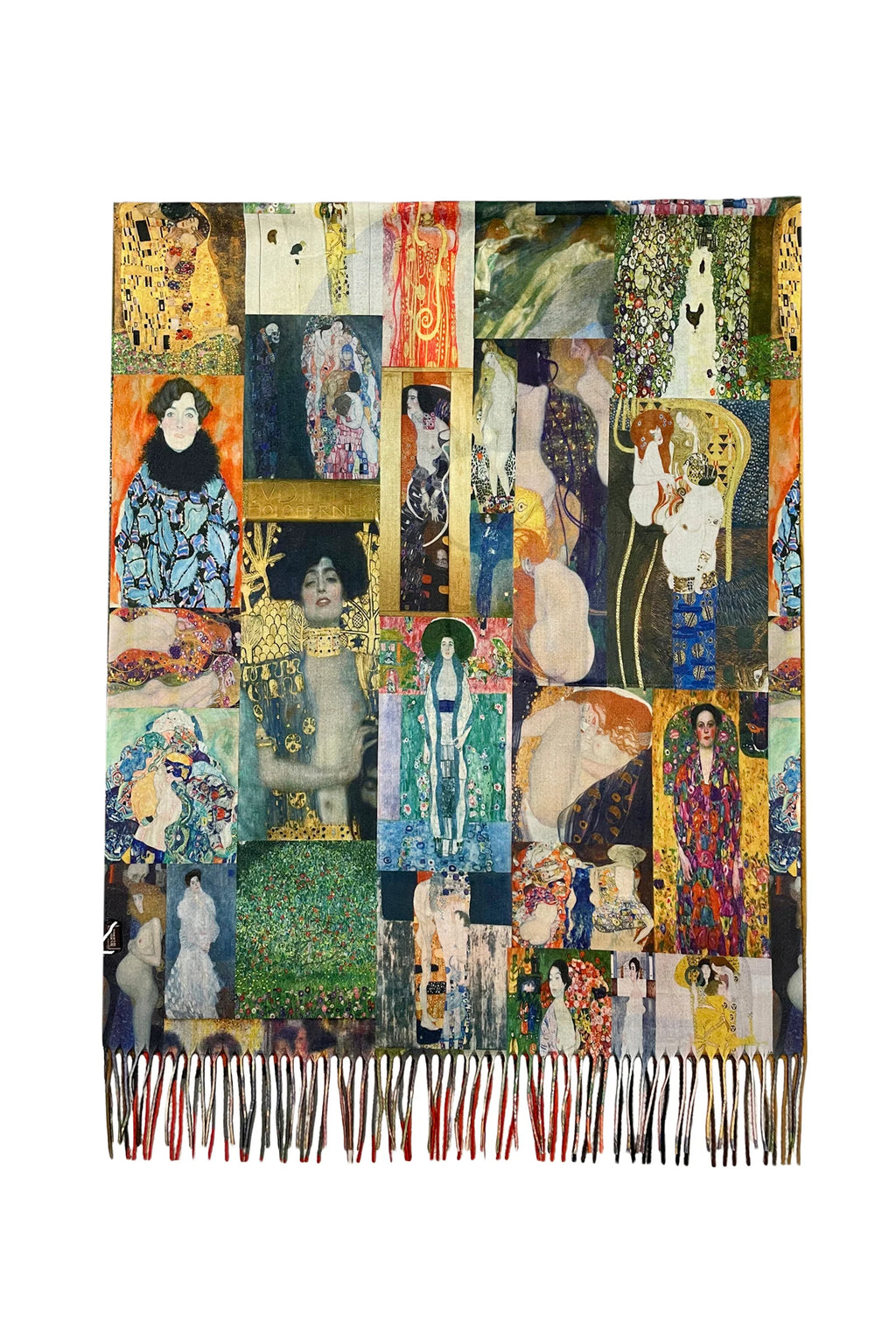 Klimt & Picasso Reversible Art Print Wool Tassel Scarf