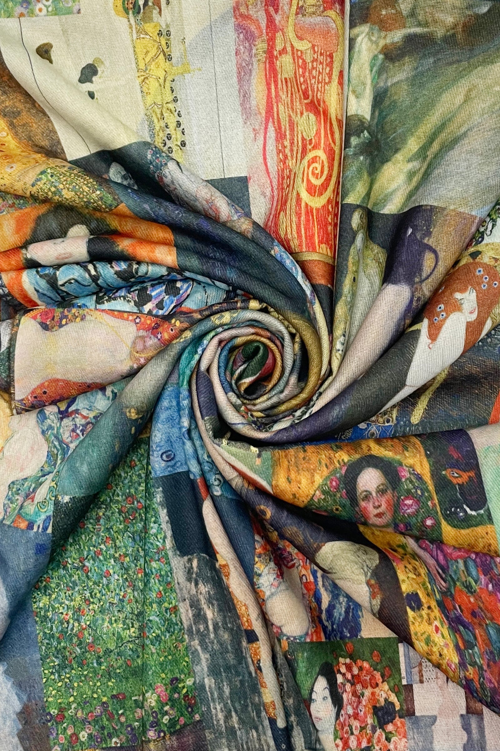 Klimt & Picasso Reversible Art Print Wool Tassel Scarf