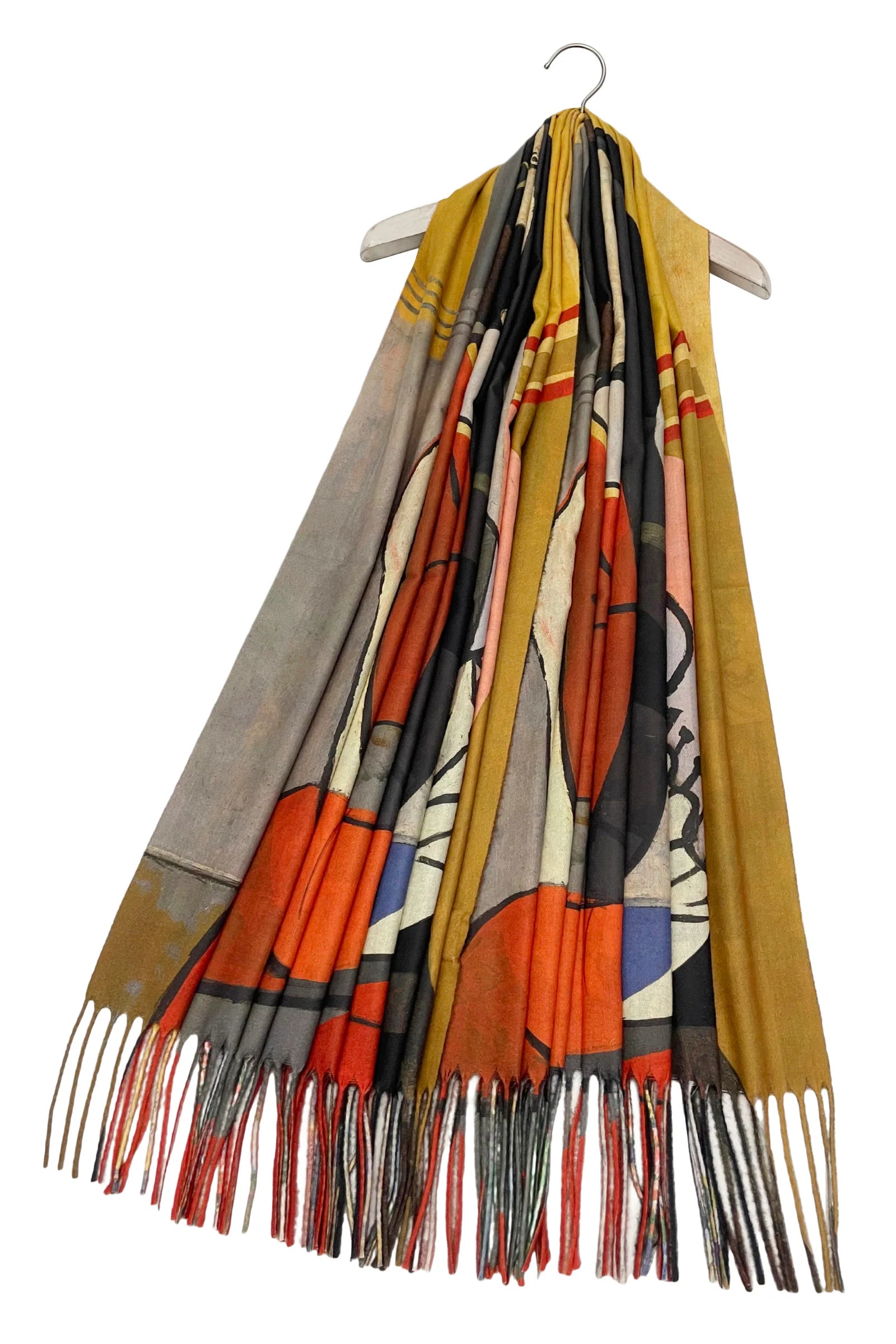 Klimt & Picasso Reversible Art Print Wool Tassel Scarf