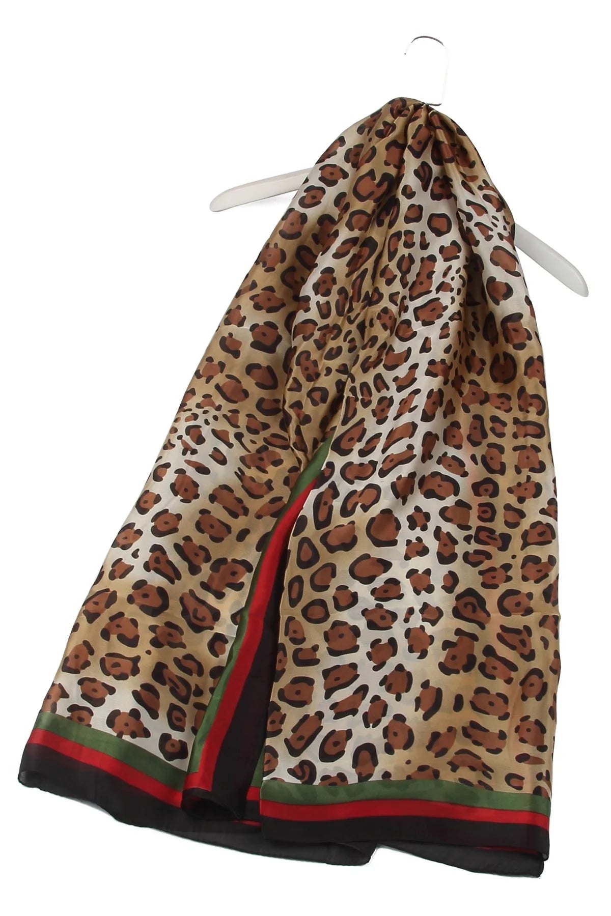 Luxe Leopard Print Silk Scarf – Brown