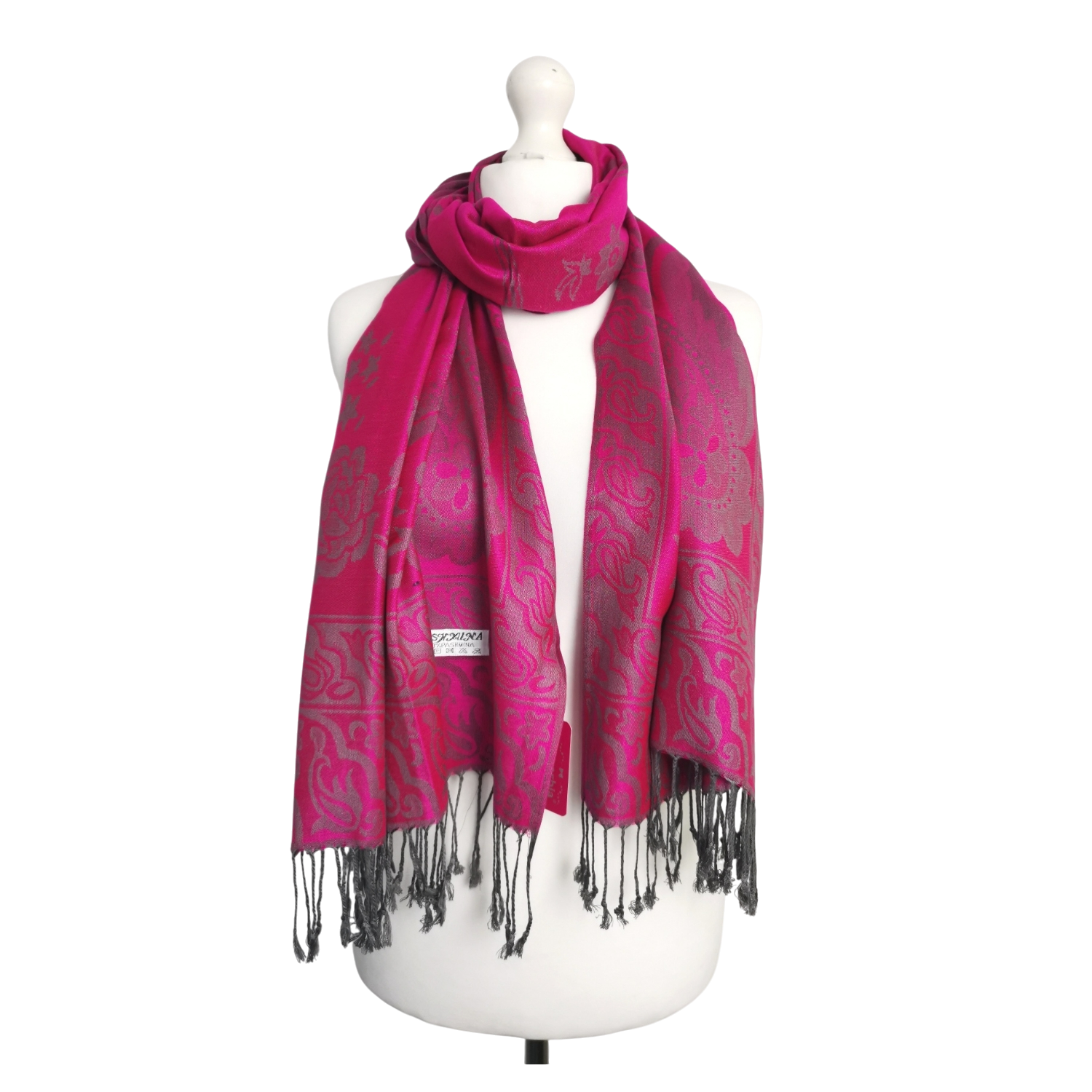 Super Soft Pashmina Scarf Shawl Wrap – Hot Pink Paisley