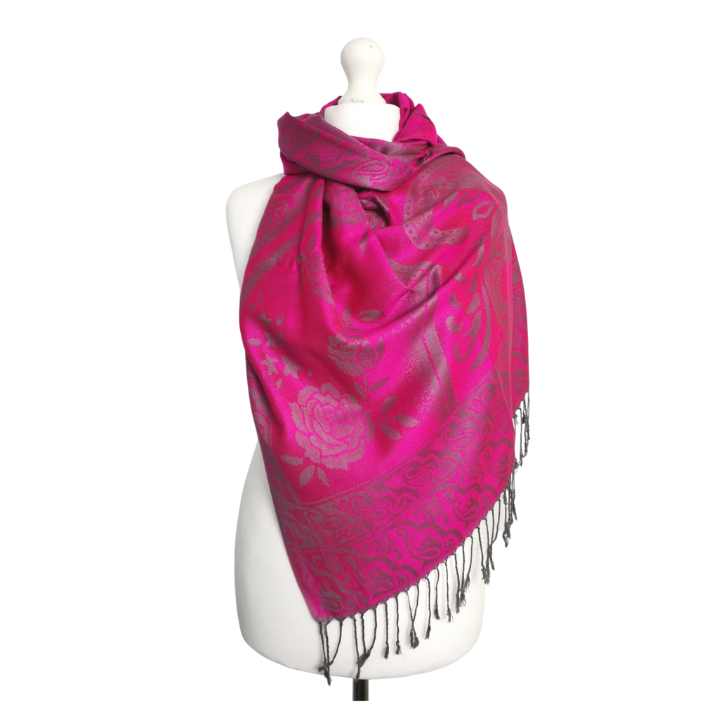 Super Soft Pashmina Scarf Shawl Wrap – Hot Pink Paisley