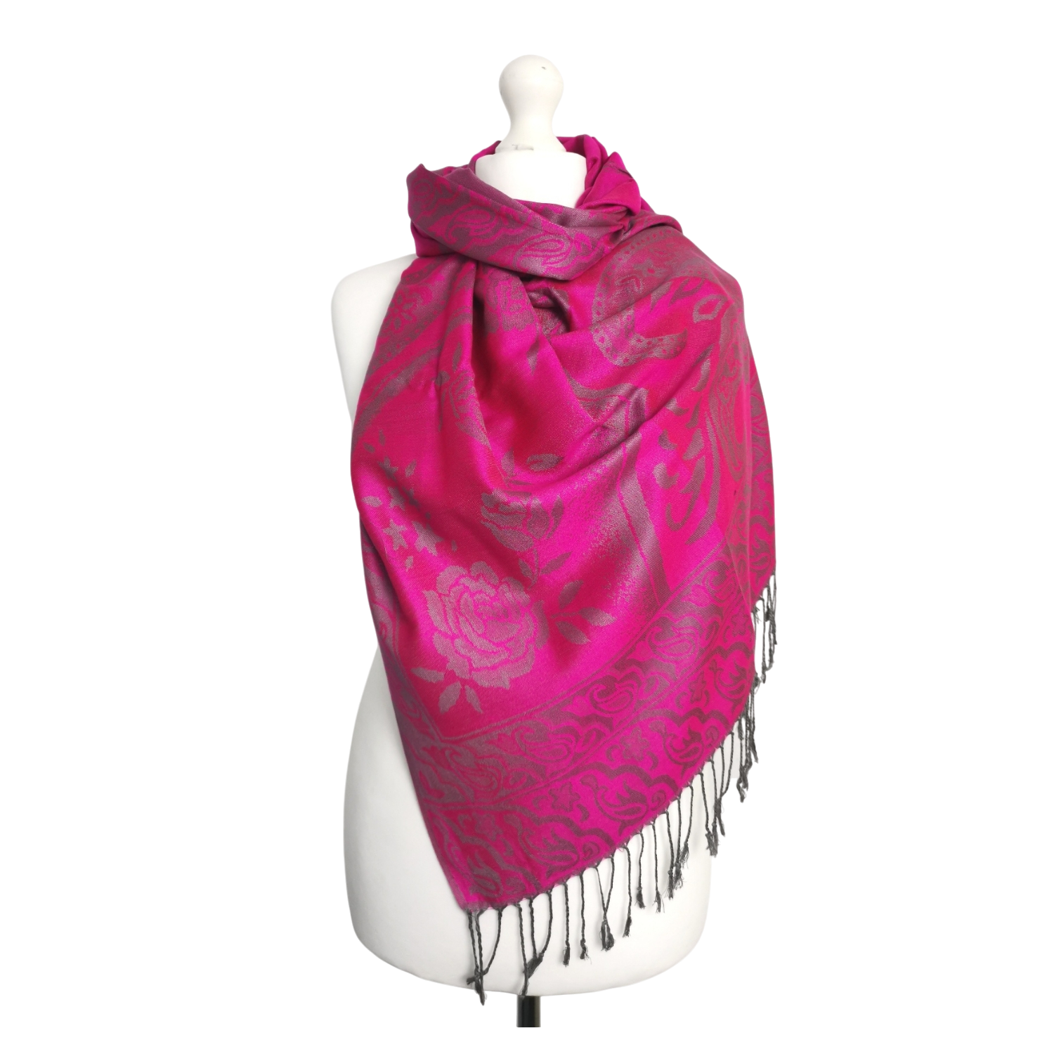 Super Soft Pashmina Scarf Shawl Wrap – Hot Pink Paisley