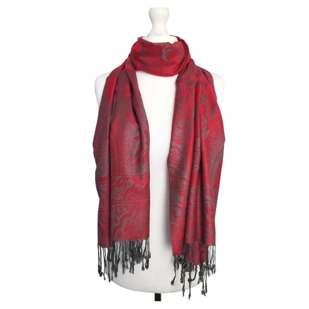 Super Soft Pashmina Scarf Shawl Wrap – Red Paisley