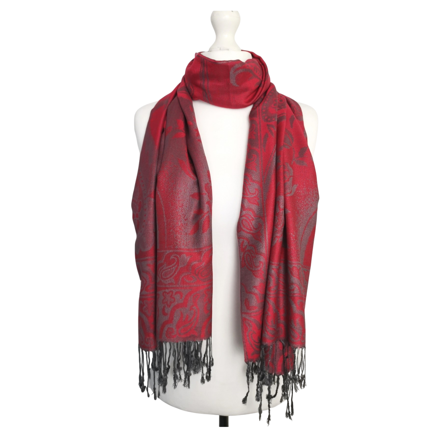 Super Soft Pashmina Scarf Shawl Wrap – Red Paisley