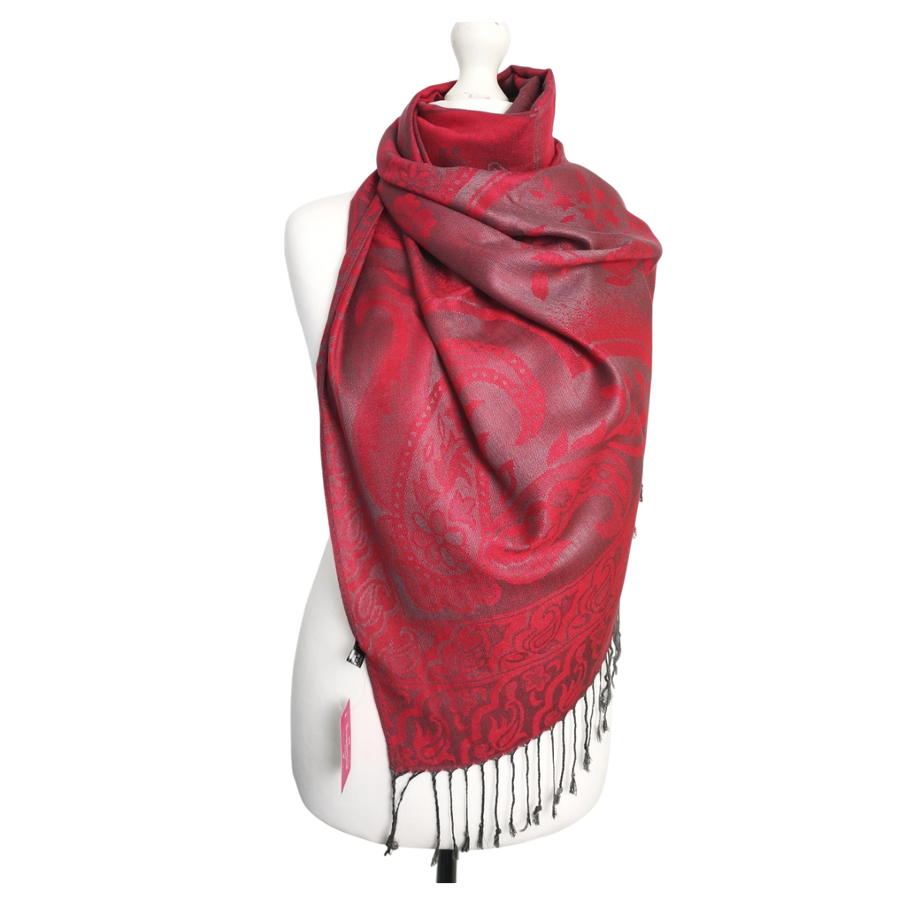 Super Soft Pashmina Scarf Shawl Wrap – Red Paisley