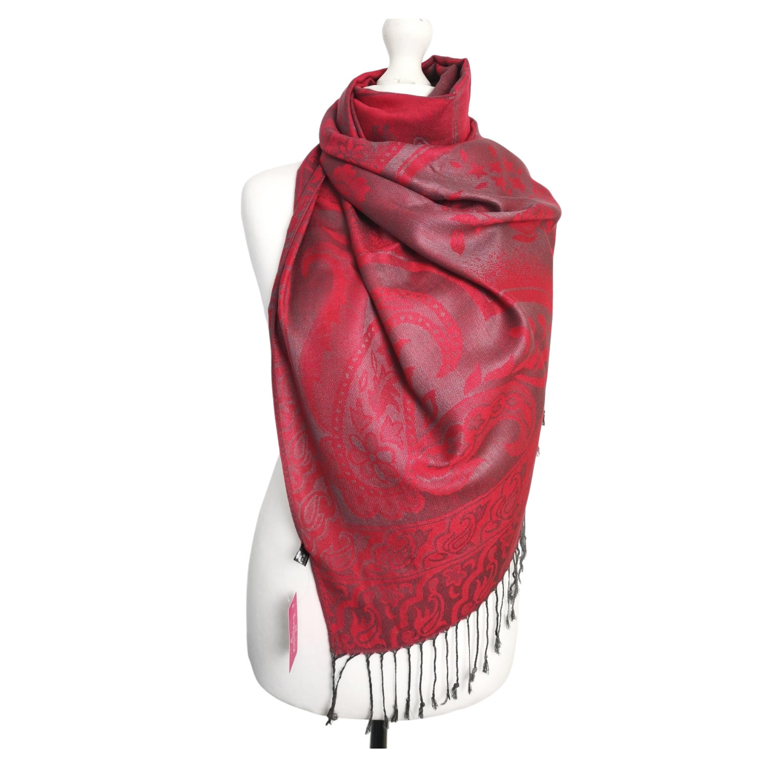 Super Soft Pashmina Scarf Shawl Wrap – Red Paisley
