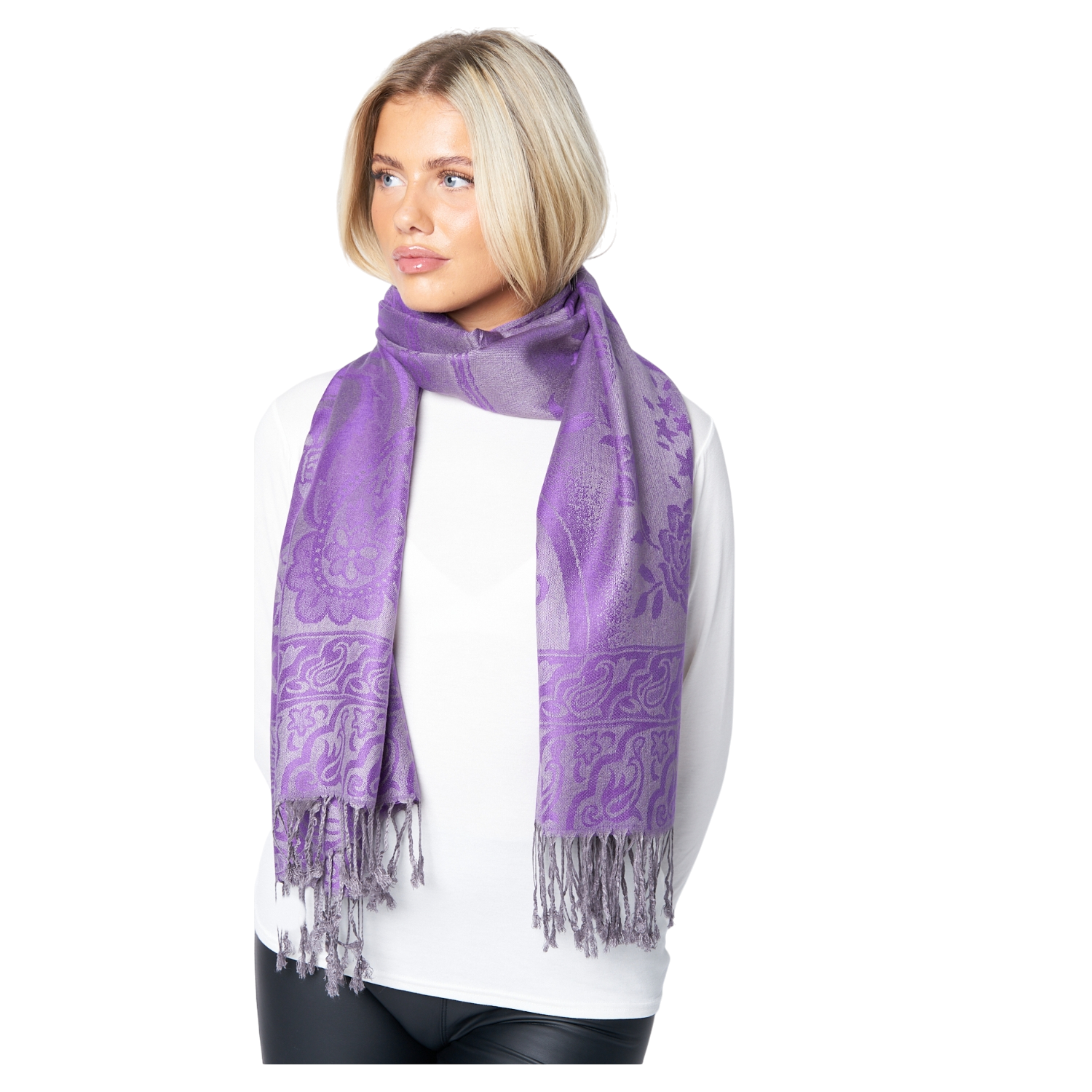 Super Soft Pashmina Scarf Shawl Wrap – Teal/Green Paisley