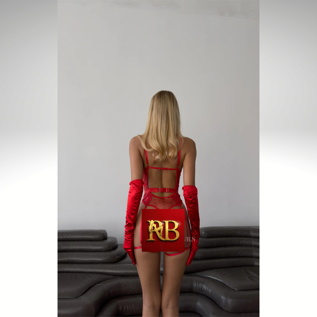 Red Teddy Body Piece Romantic Lingerie Set  DEVOTION