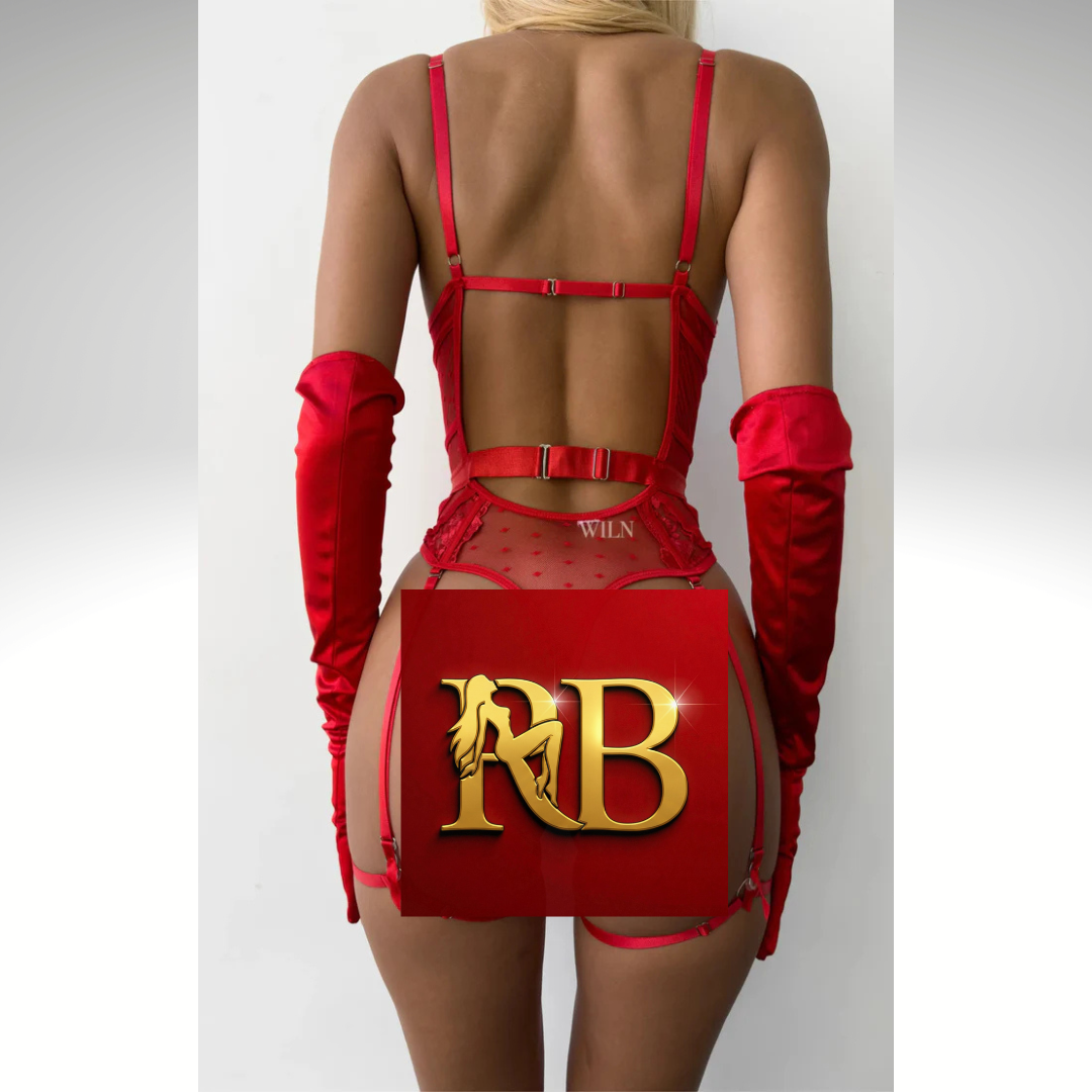 Red Teddy Body Piece Romantic Lingerie Set  DEVOTION