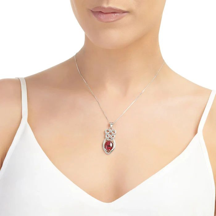 Sterling Silver Celtic Knot Necklace with Real Poppy Flower