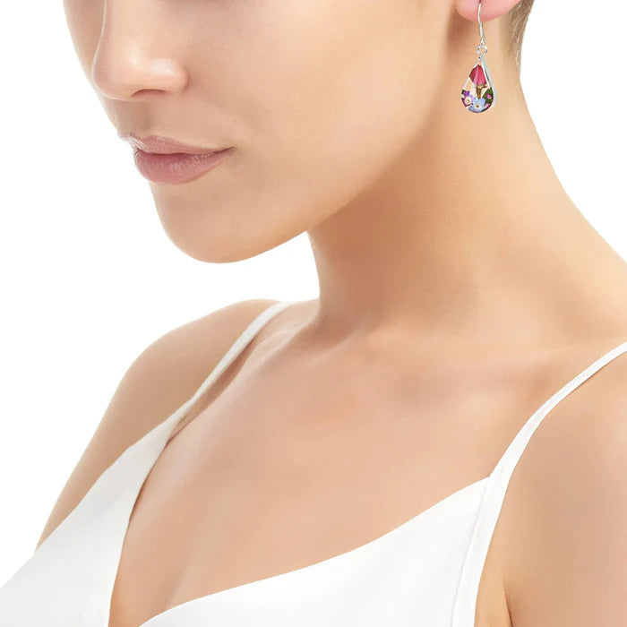 Sterling Silver Teardrop Drop Earrings with Real Flowers – Handmade Jewellery