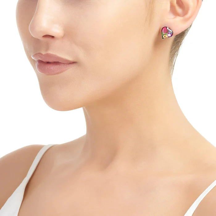 Sterling Silver Heart Stud Earrings with Real Flowers – Handmade Jewellery