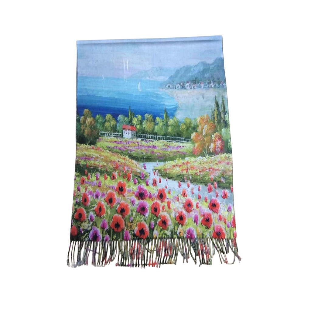 Seaside Poppy Field – Printed Artist Scarf