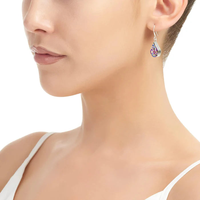 Sterling Silver Teardrop Earrings with Real Flowers – Purple Haze Collection