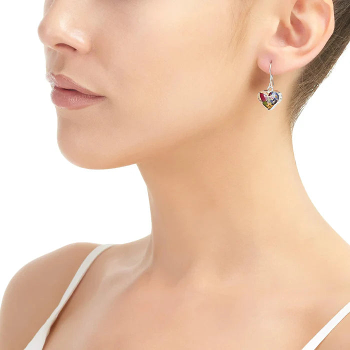 Sterling Silver Sun Earrings with Real Poppy & Rose Flowers – Bohemia Collection