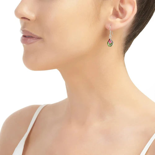 Sterling Silver Tear Drop Earrings with Real Rose Flowers – Handmade Jewellery