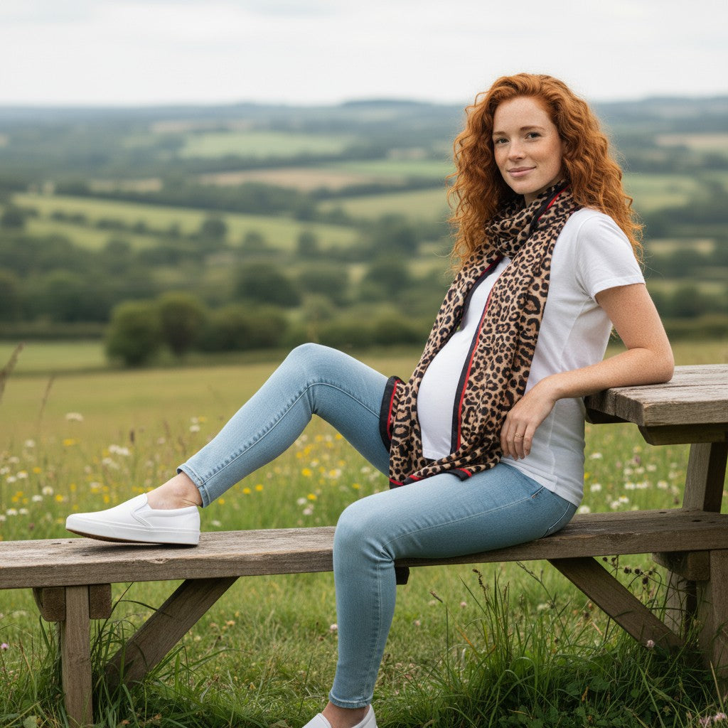 Luxe Leopard Print Scarf – Brown-Red